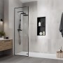 Schwarze LuxeBath Wandnische Doppel aus Edelstahl (30x60x10cm) als Duschnische mit Rahmen.