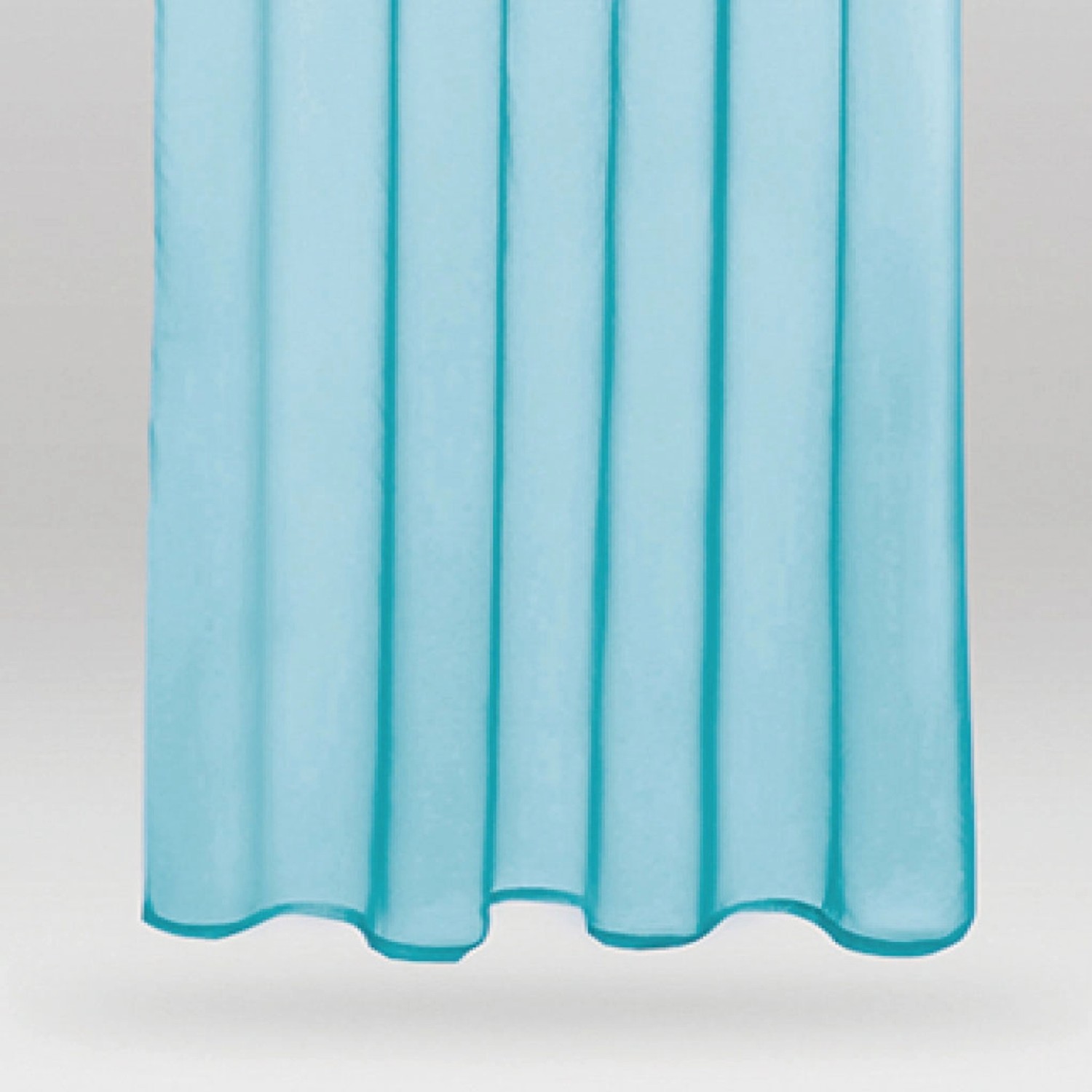 Türkisfarbener Dekoschal Noella 2er-Pack (140x175 cm) mit Universalband für Fenstervorhänge.