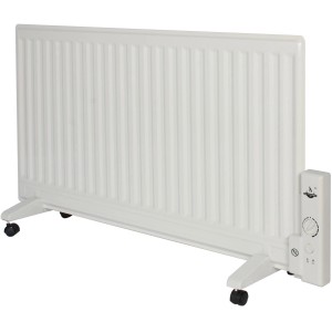 Weißer El Fuego Elektro-Ölradiator 1000 W mit Rollen, Thermostat und Überhitzungsschutz.