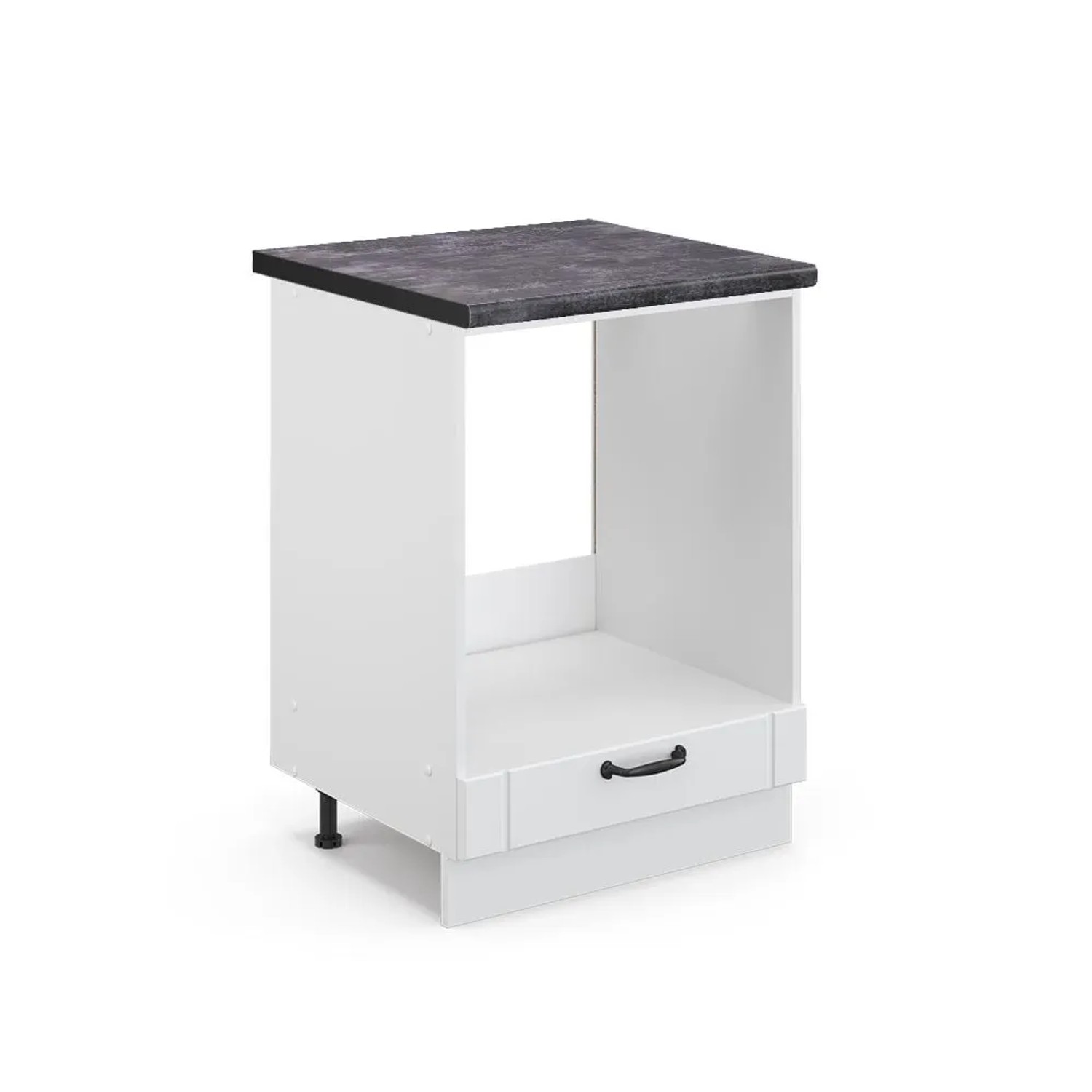 Vicco Herdumbauschrank Fame-Line Weiß Landhaus Weiß 60 cm AP Anthrazit