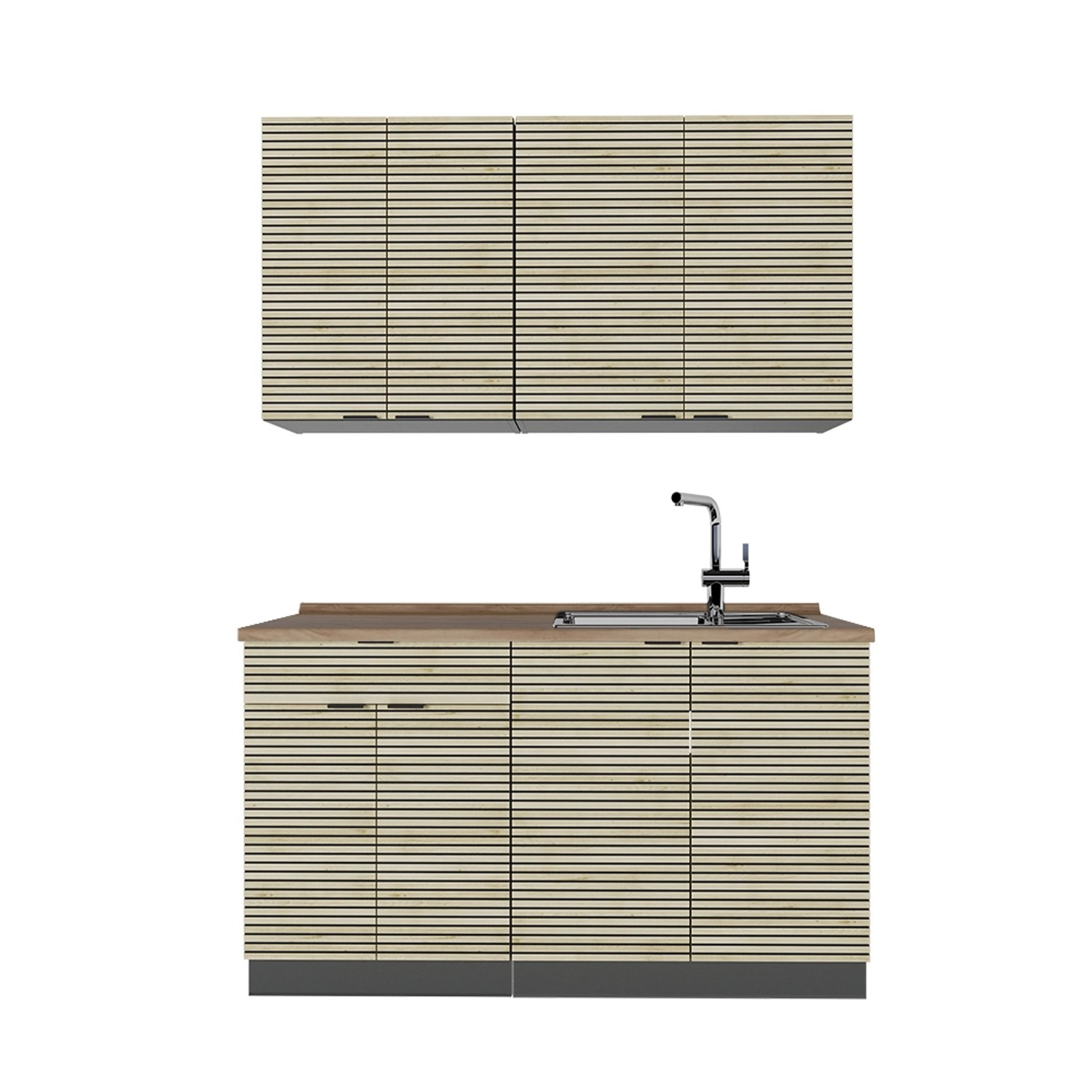 Vicco Fame-Line Singleküche Eiche Paneel/Anthrazit 140 cm AP Eiche günstig online kaufen
