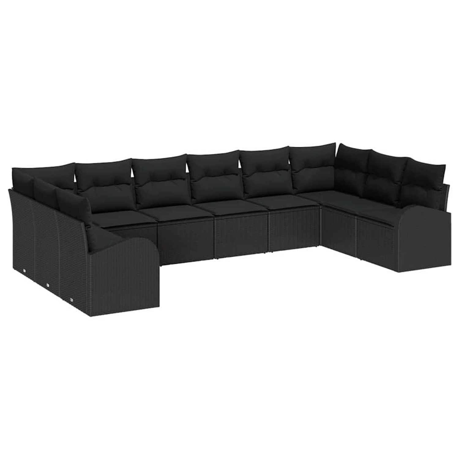 vidaXL Garten-Sofa-Set 10-Tlg Schwarz Poly Rattan 3346223 günstig online kaufen