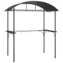 Anthrazitfarbener Grillpavillon mit Stahlrahmen, Seitenregalen und Hängevorrichtung.