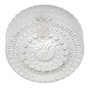 Runde Eglo Deckenleuchte Jesewitz aus Kristallglas mit dekorativer Struktur.