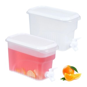 Relaxdays 2er Set Getränkespender Kunststoff Transparent Weiß mit Zapfhahn 3 l 16 cm x 12,5 cm x 29 cm