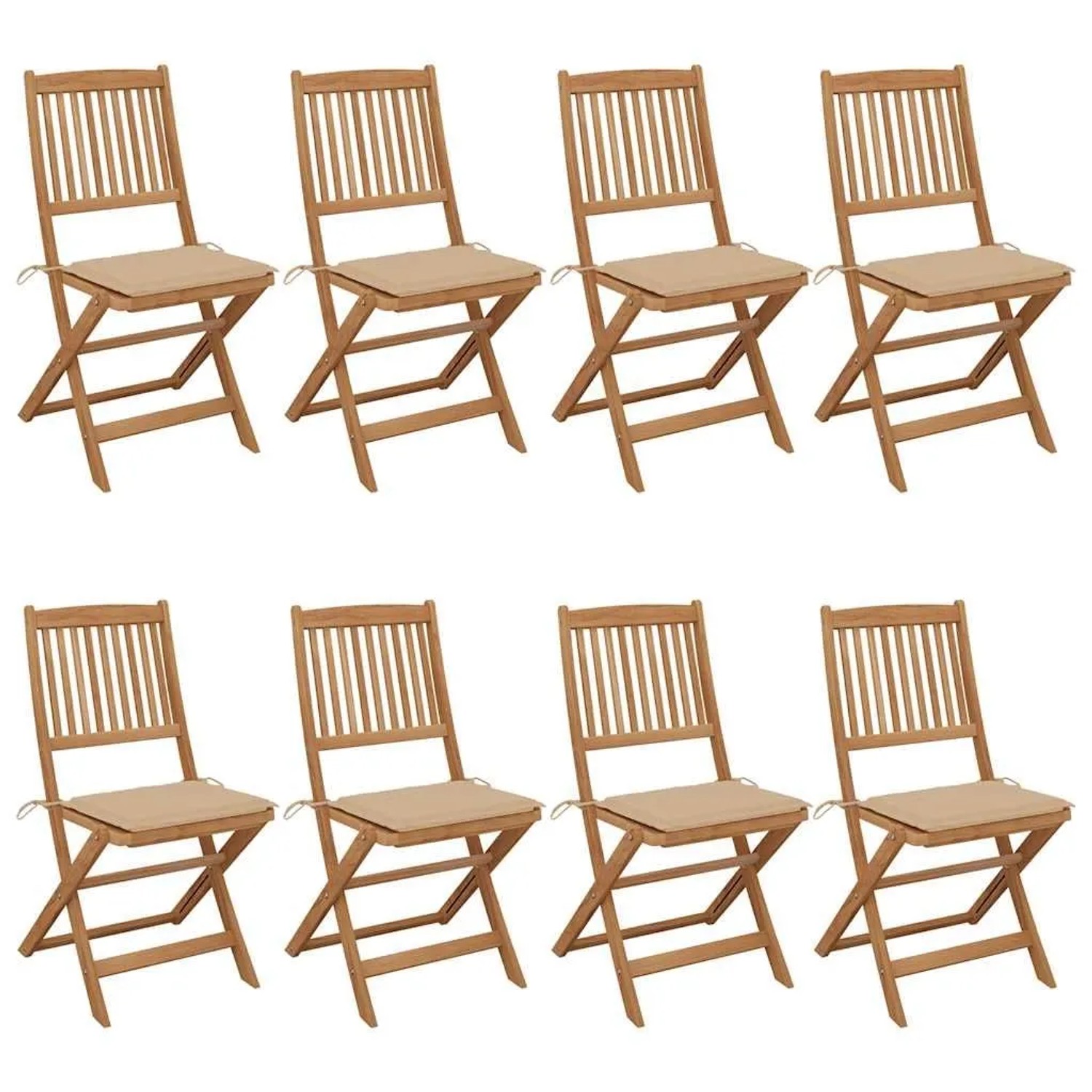 vidaXL Klappbare Gartenstühle 8 Stk mit Kissen Massivholz Akazie 3075024