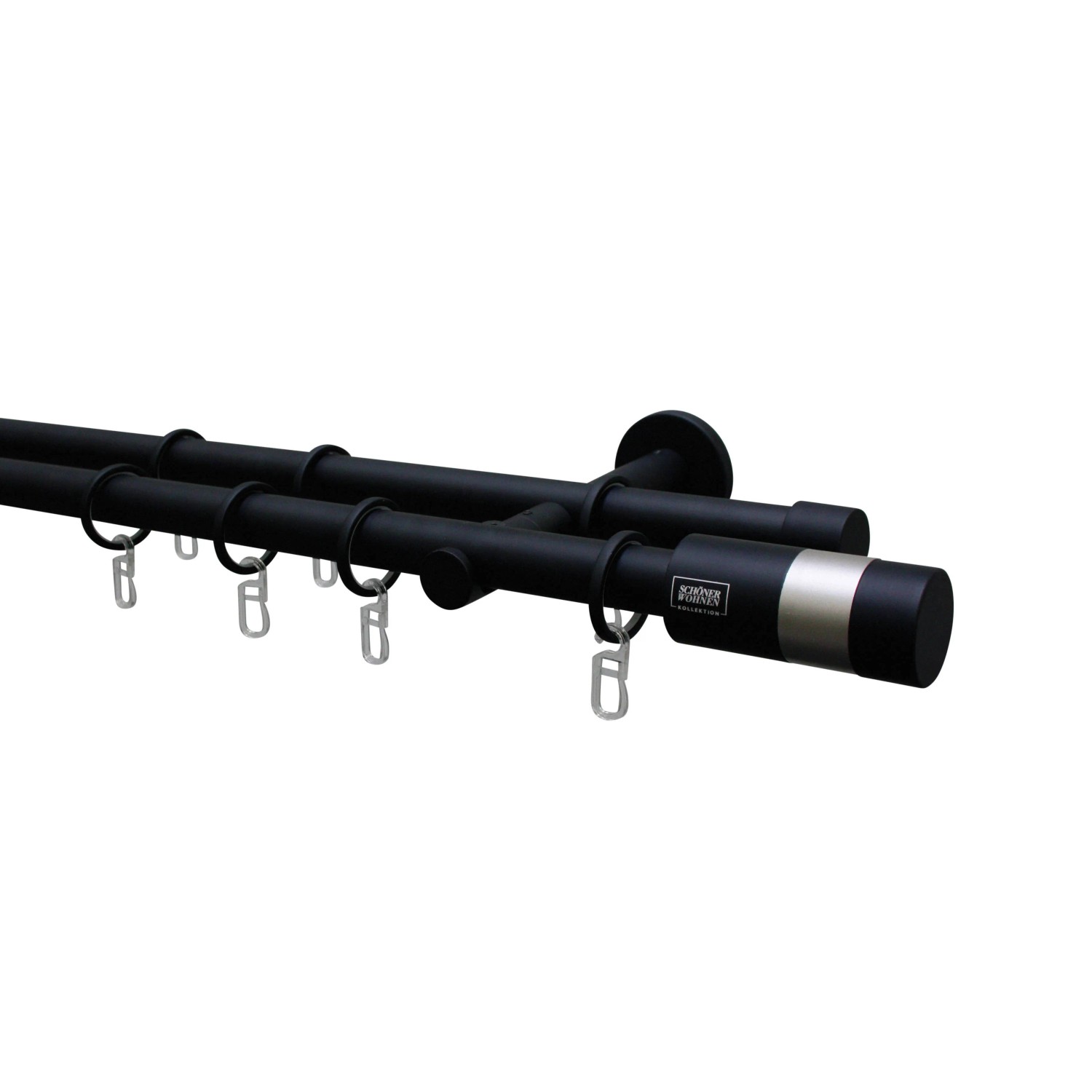 Schwarze Schöner Wohnen Endkappen für Gardinenstange Leon, Ø 20mm, 2er-Set.