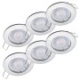 6er Set LED Einbaustrahler Sedan mit warmweißem Licht, 1,9W, Chromoptik für Deckenmontage.
