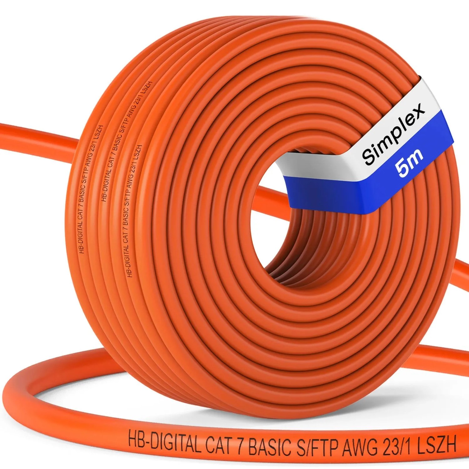 hb-digital Netzwerkkabel CAT 7 BASIC Simplex 5m AWG23 S/FTP LSZH Class Eca