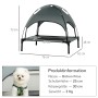 Graues PawHut Hundebett mit Baldachin für Outdoor, atmungsaktiv und erhöht.