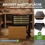 TRUTZHOLM Werkstattwagen grün mit 4 Schubladen und Massivholzplatte als Arbeitsfläche.