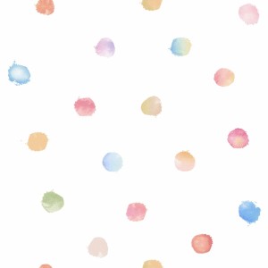 Bricoflor Kindertapete mit bunten Punkten in Wasserfarben Optik für Kinderzimmer.