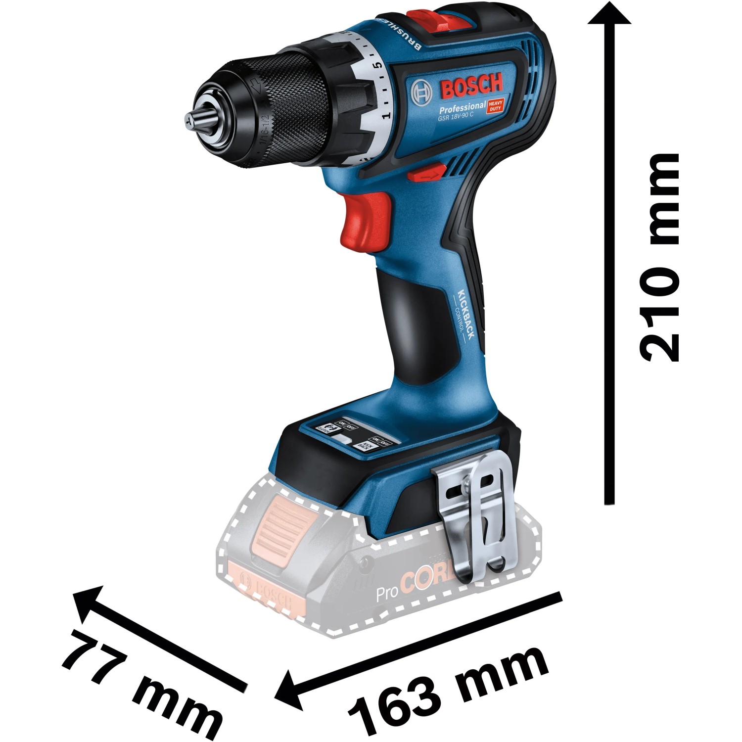 Bosch Professional GSR 18V-90 C Akku-Bohrschrauber (ohne Akku) mit L-Boxx.