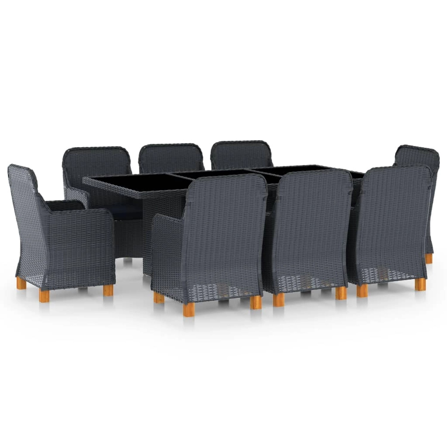 vidaXL 9-tlg Garten-Essgruppe mit Auflagen Poly Rattan Dunkelgrau Modell 5