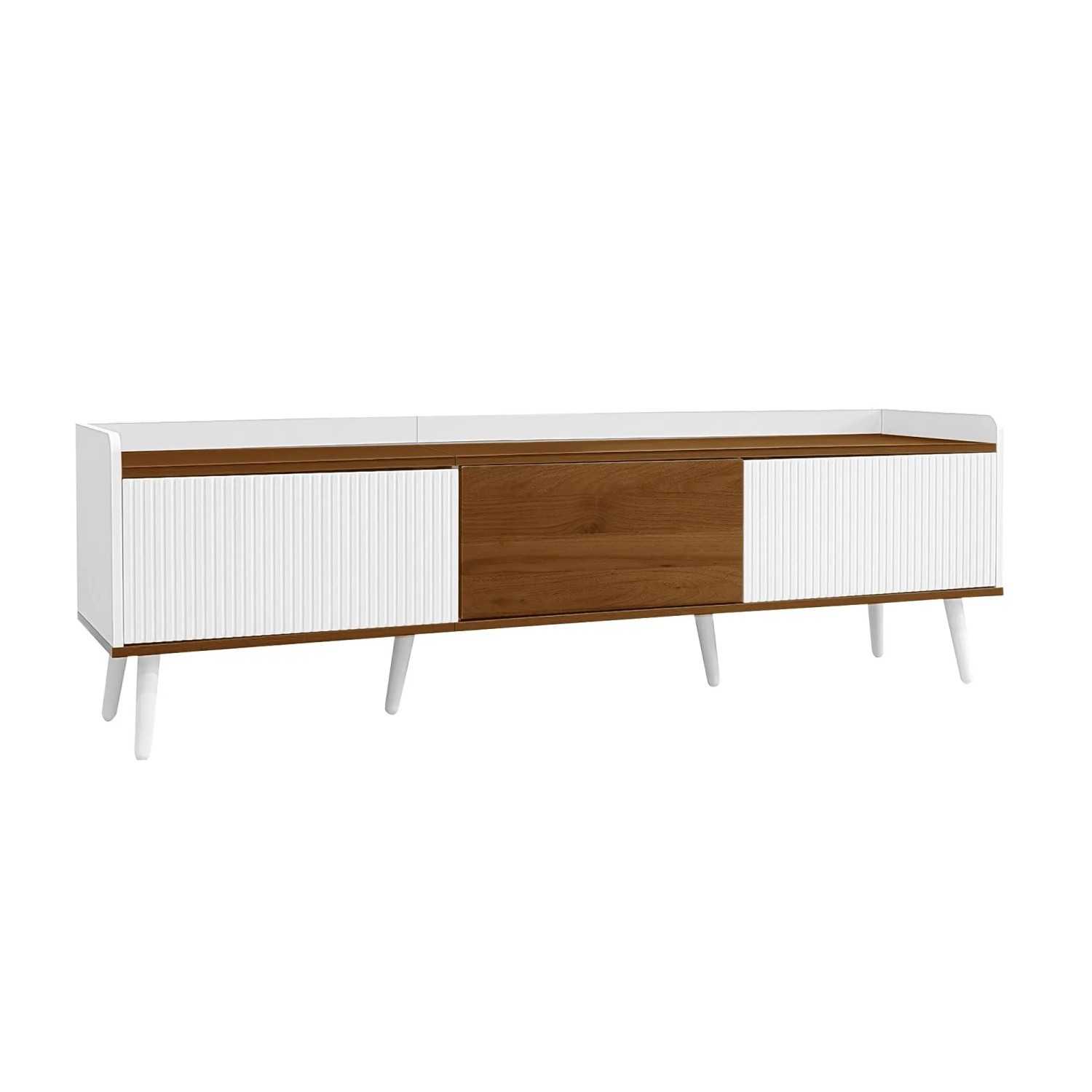 okwish TV Schrank mit Türen Stauraum 160x39x49.5cm Weiß Holzfarbe