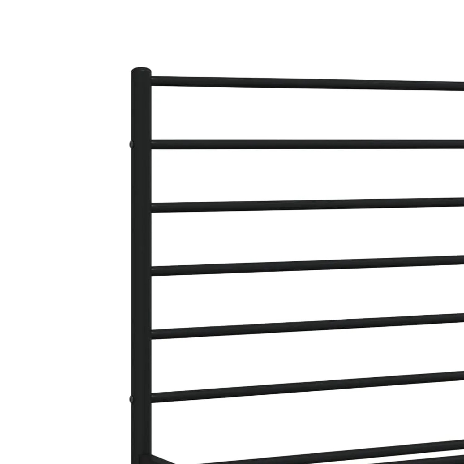Detailansicht: Schwarzes Metall Bettgestell 120x200 cm mit Lattenrost und Kopfteil.