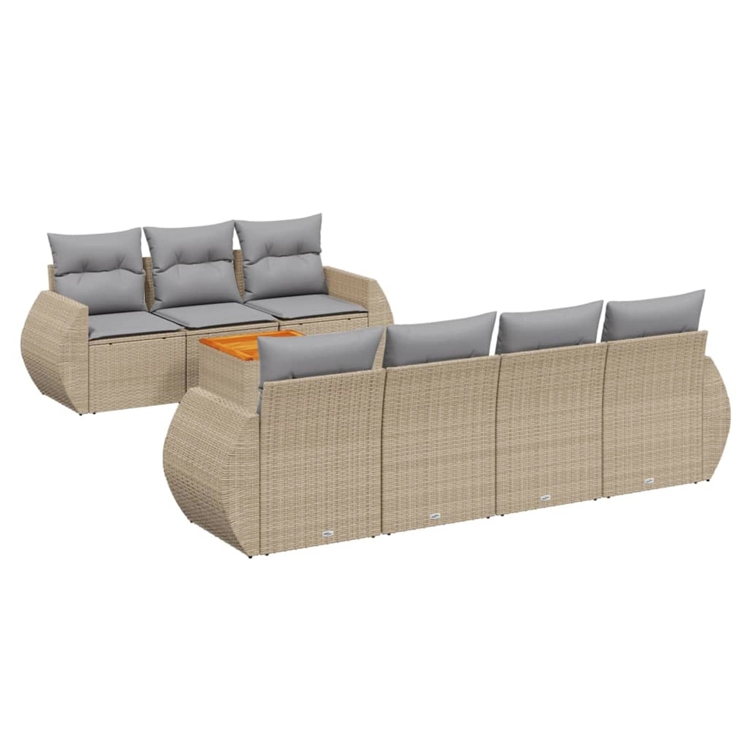 vidaXL 8-Tlg Garten-Sofagarnitur mit Kissen Beige Poly Rattan 3224911 günstig online kaufen