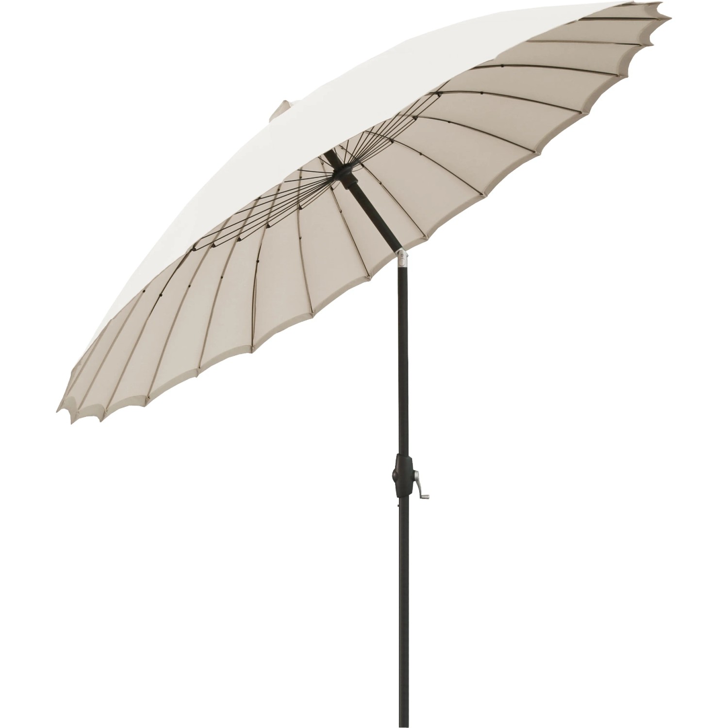 Weißer Marktschirm Limon Ø 270 cm mit Kurbel, ideal für Garten und Terrasse.