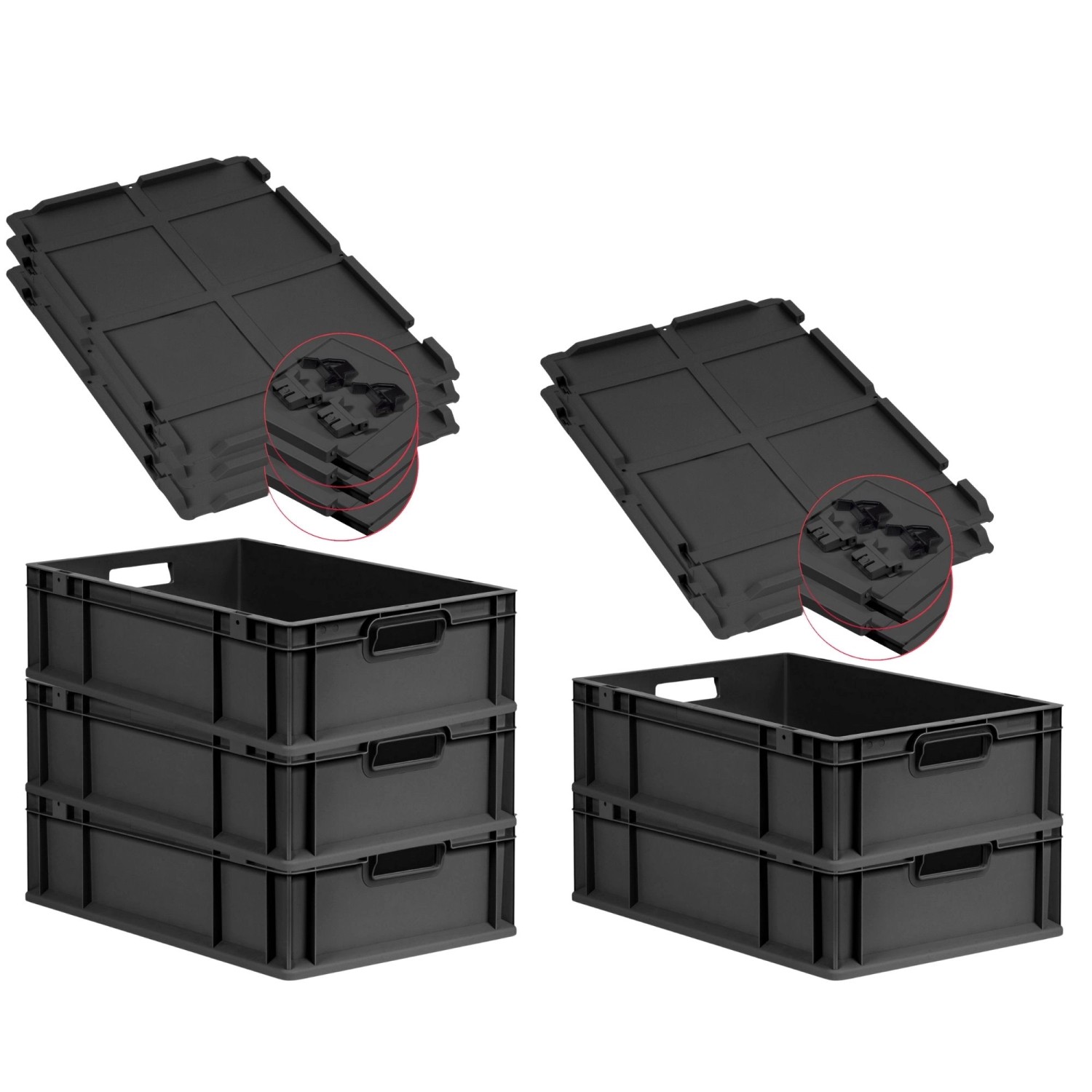 PROREGAL SuperSparSet 5x Eurobox Nextgen Grip Mit Scharnierdeckel Und Schwa günstig online kaufen
