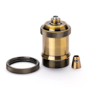Orion Lightstyle Lampenfassung Vintage E27 in Antikmessing mit Zubehör für Lampen und Leuchten.