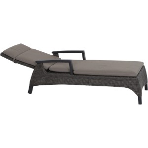 Siena Garden Liege Corido in Anthrazit mit taupefarbenen Kissen, verstellbare Rückenlehne.