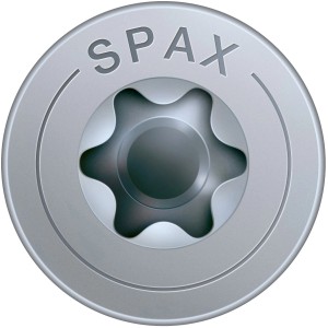 Detailaufnahme: Spax Tellerkopf Universalschraube mit T-Star plus Antrieb.