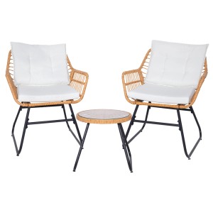 Svita Amalfi Rattan Sitzgruppe, 2 Sessel und Tisch, Balkonset für Garten und Balkon.