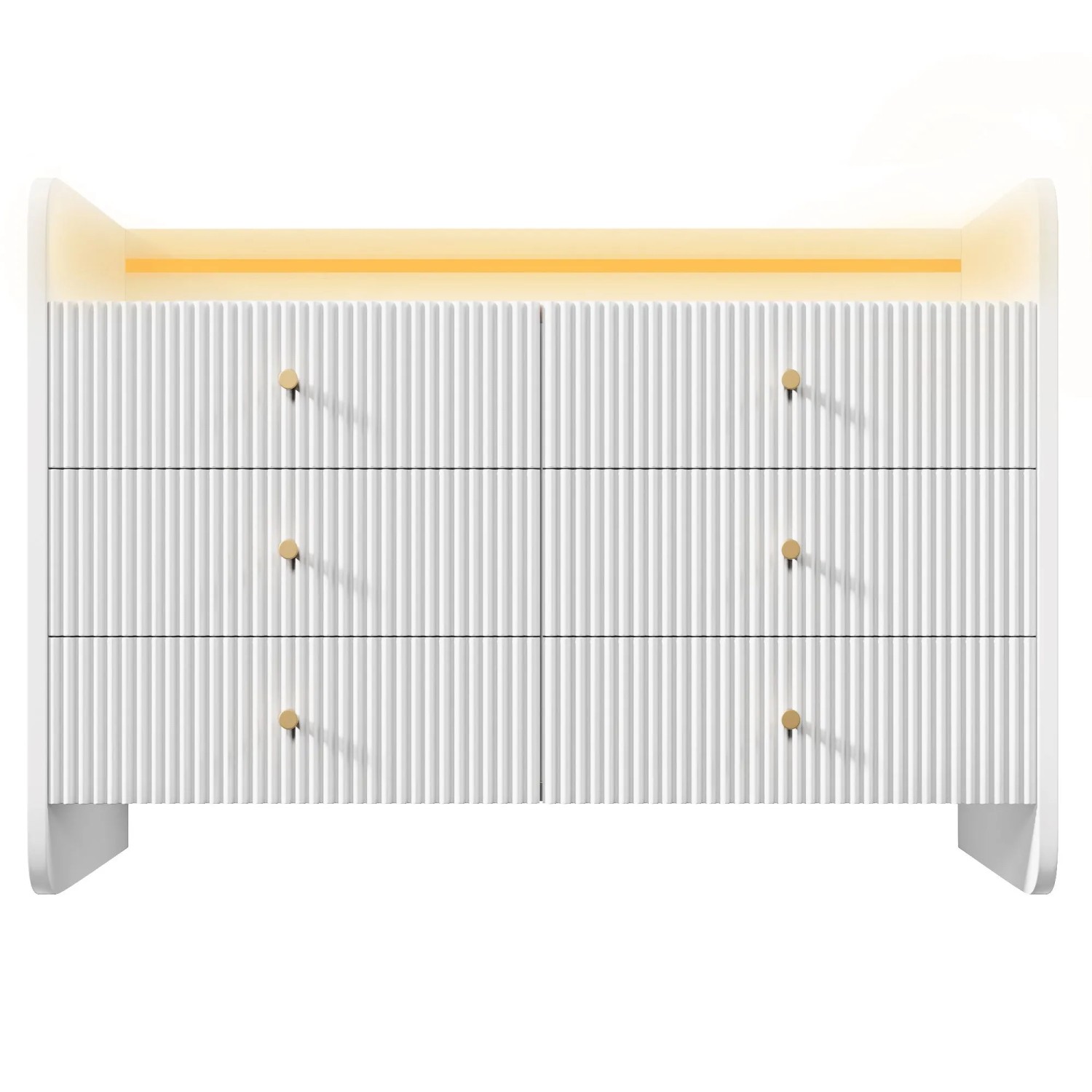 Merax Sideboard 120x40x75cm LED 6 Schubladen Weiß