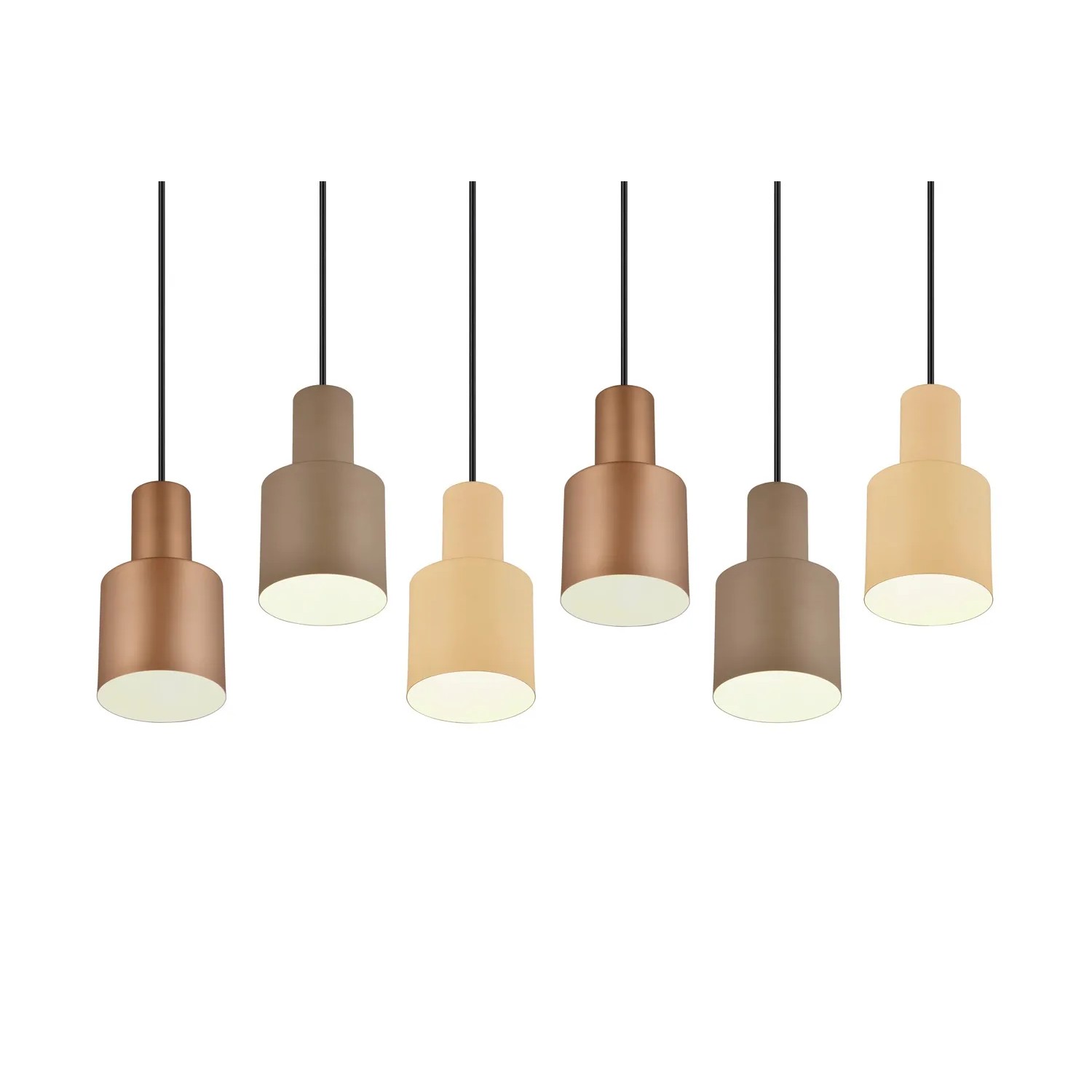 Moderne Trio Pendelleuchte Agudo, 6-flammig in Multicolor (Beige, Coffee, Taupe, Schwarz).