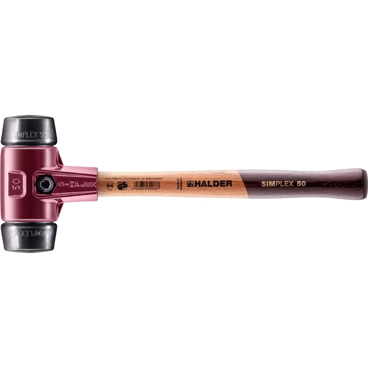Halder Simplex Schonhammer Ø 50 mm Gummi Schwarz mit Tempergussgehäuse günstig online kaufen