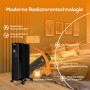 Schwarzer TroniTechnik Ölradiator TT OR 307 mit 7 Rippen, 1500W, WiFi Funktion und Fernbedienung.