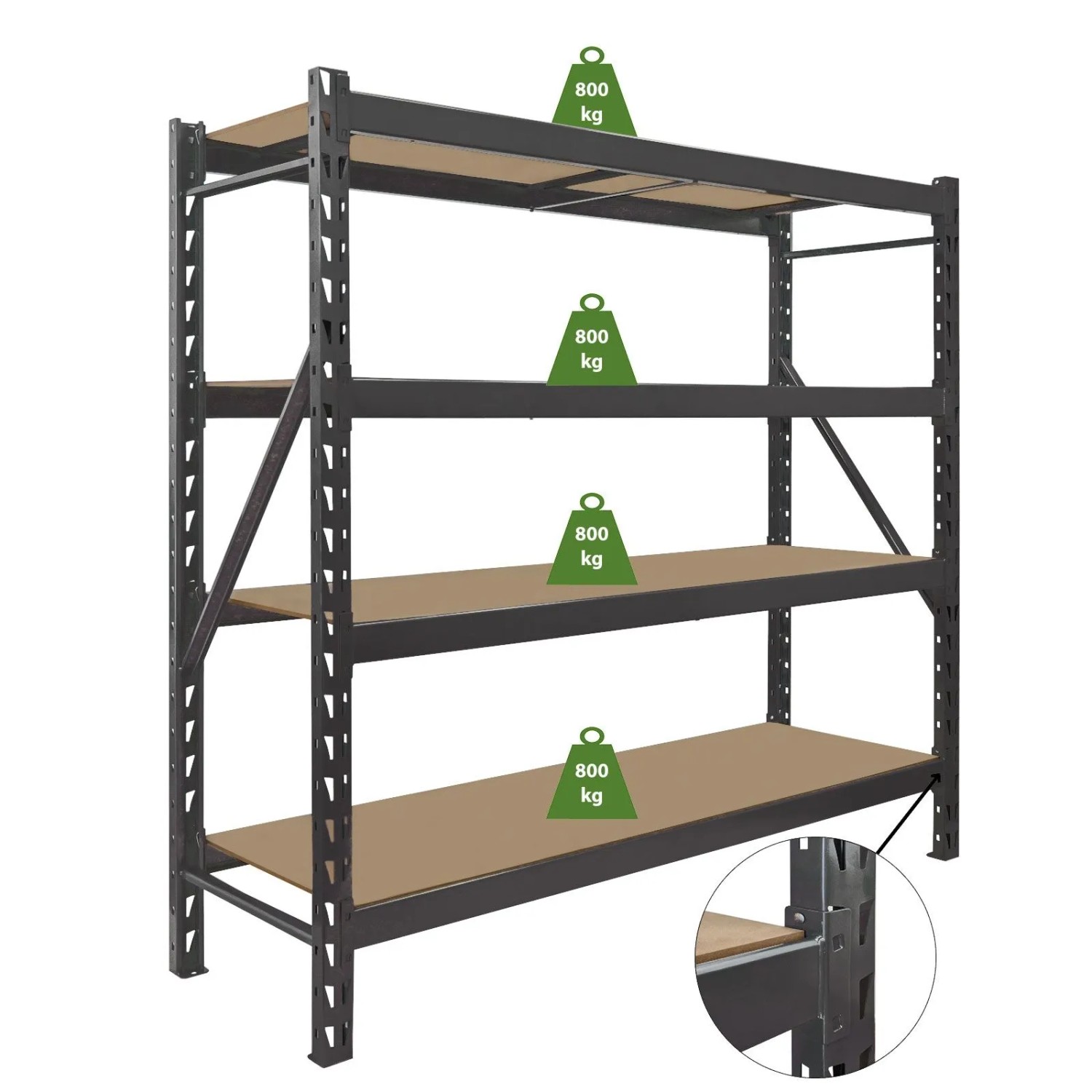 TRUTZHOLM Schwerlastregal Emil 180x190x60 cm 3200 kg Stahl Stecksystem 4 Fa günstig online kaufen