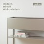 osoltus Pflanzkasten Raumteiler Cube in Warmgrey mit Ablage. Moderner Blumenkasten aus Stahl im Industrie Design.