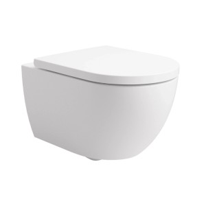 Modernes Stilform Soho Hänge-WC, weiß matt, spülrandlos, mit geschlossenem WC-Sitz. Ideal für Bad & Toilette.