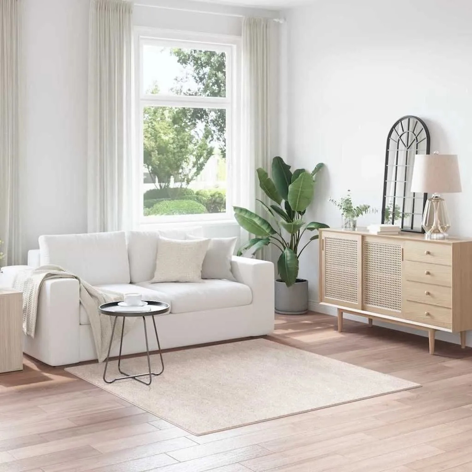 vidaXL Anti-Rutsch Shaggy Teppich Creme 160 x 160 cm PP 4019784_2