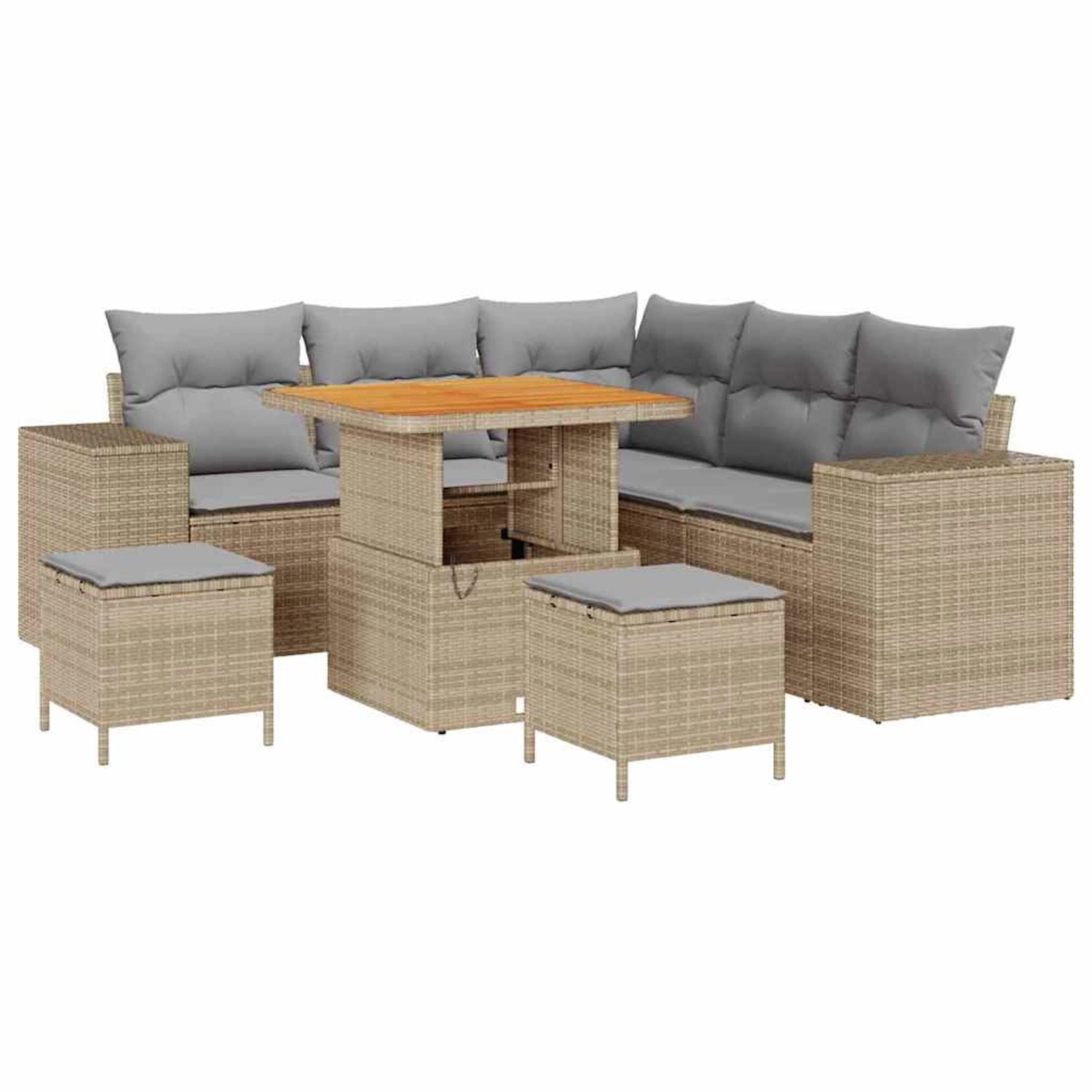 vidaXL Garten-Sofa-Set 8-Tlg Beige Poly Rattan 3362002 günstig online kaufen