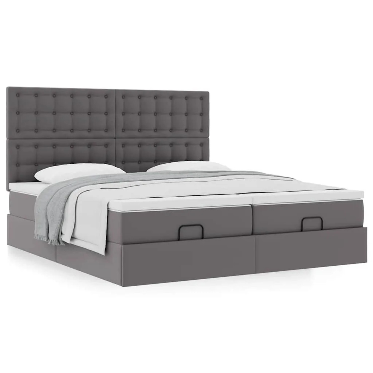 vidaXL Ottoman-Bett mit Matratzen Grau 180x200 cm Kunstleder 3313657
