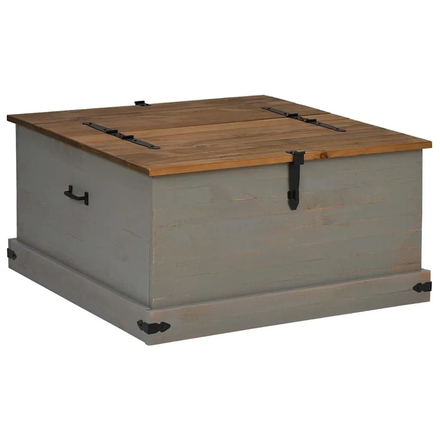 vidaXL Truhe HALDEN Grau 91x91x47 cm Massivholz Kiefer 4018407