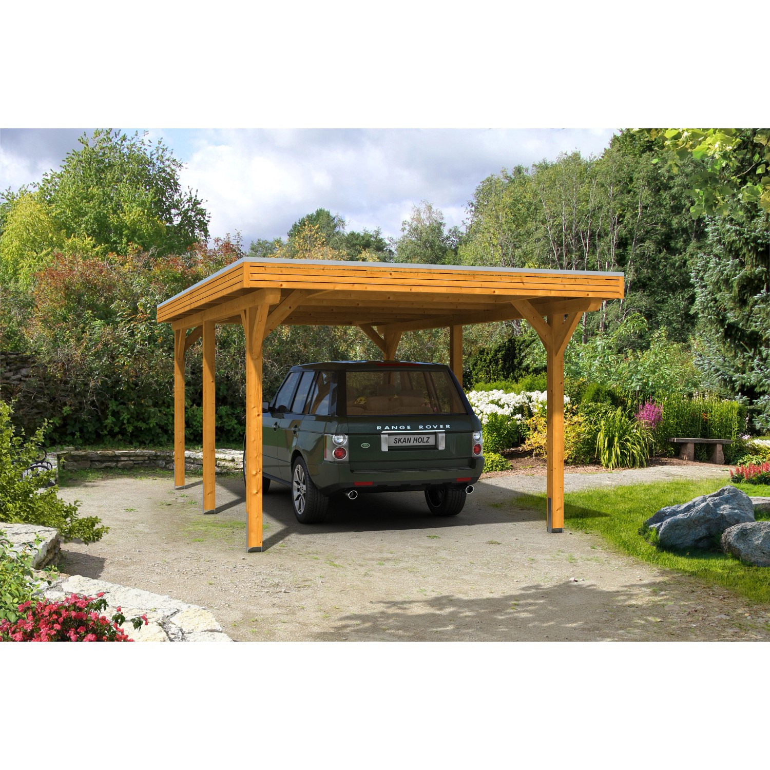 Skan Holz Carport Spessart 355 cm x 604 cm Eiche hell günstig online kaufen