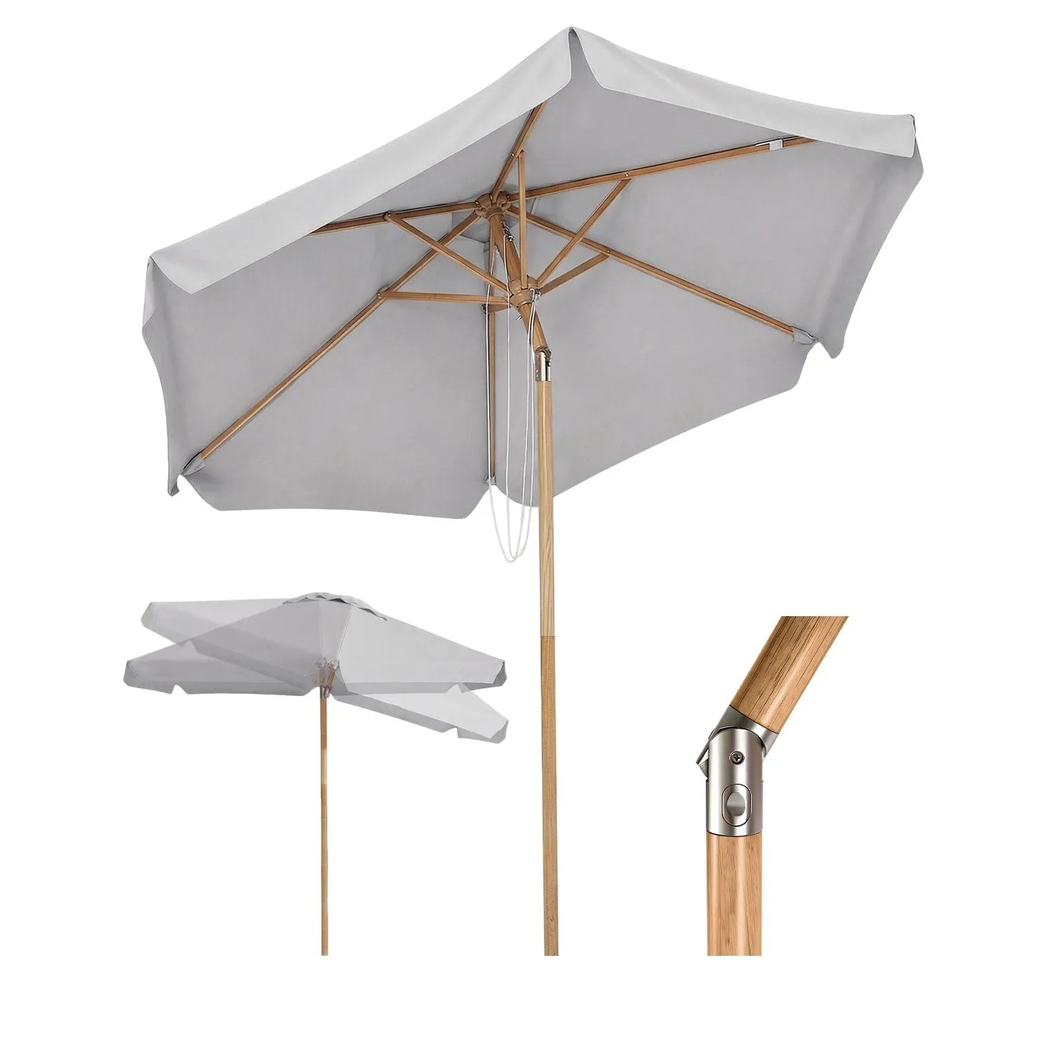 Sekey Sonnenschirm 200 cm Holzoptik Knickbar UV Schutz 50 Balkonschirm Garten Terrasse