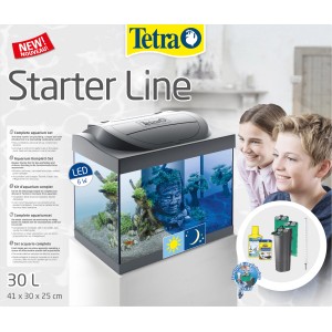 Tetra Starter Line LED Aquarium 30l, Komplettset mit Zubehör und Deko.