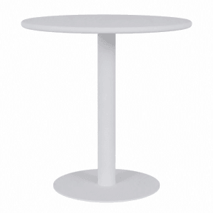 Weißer runder DELUKE LEA Bistrotisch aus Holz und Metall, 70x73cm. Perfekt als Cafetisch, Garten- oder Terrassentisch.