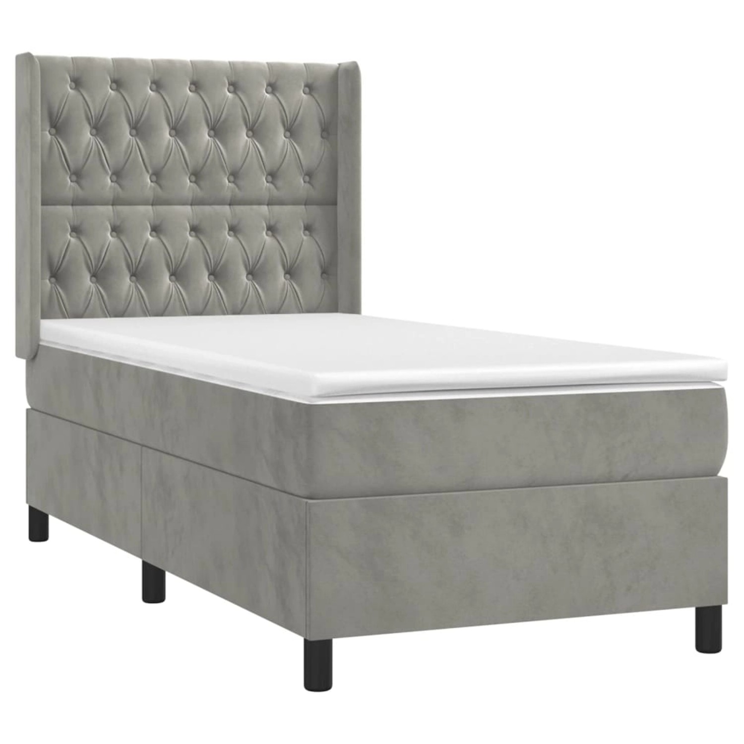 vidaXL Boxspringbett mit Matratze & LED Hellgrau 80x200 cm Samt 3139709 günstig online kaufen