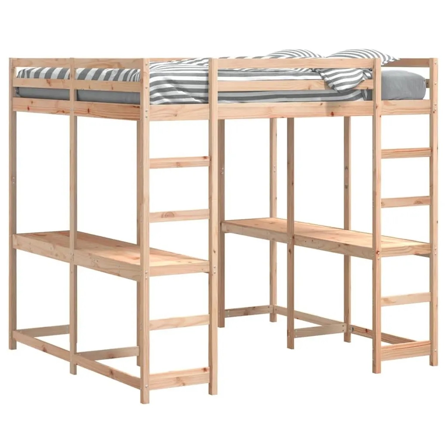 vidaXL Hochbett mit Schreibtisch & Leiter 160x200 cm Massivholz Kiefer 3284233_5