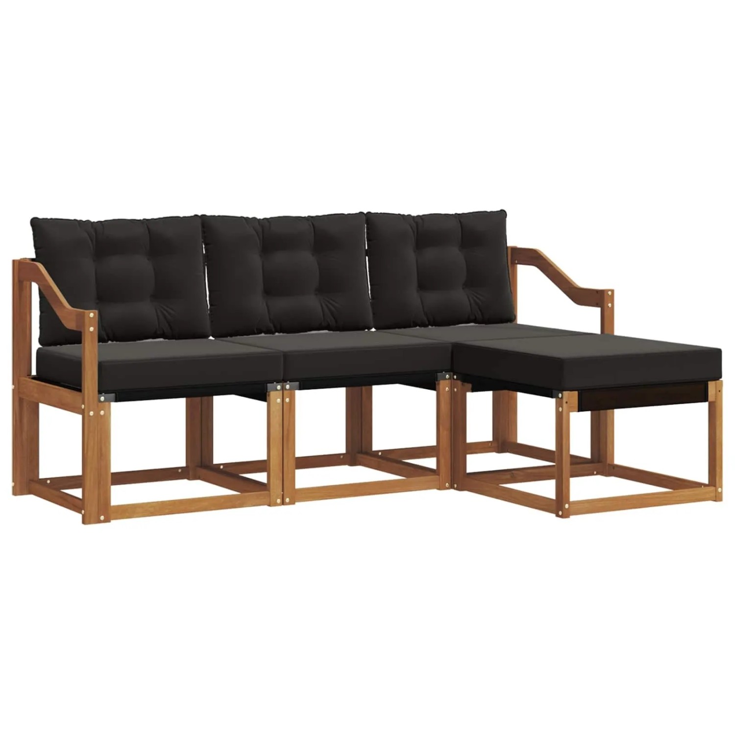 vidaXL Outdoor-Sofagarnitur mit Kissen 4-Tlg Natur und Schwarz 3368555