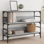 vidaXL Konsolentisch Grau Sonoma, 100x32x75 cm, Holzwerkstoff mit Metallrahmen. Tisch mit drei Ablagen.