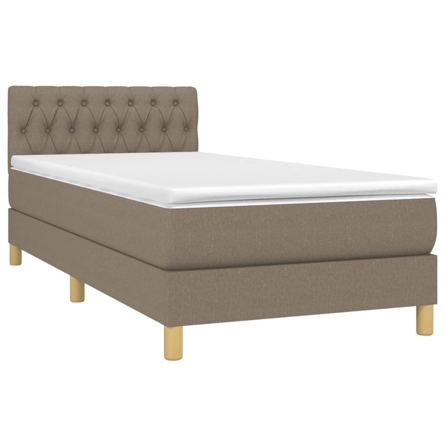 vidaXL Boxspringbett mit Matratze & LED Taupe 90x200 cm Stoff 3133929 günstig online kaufen