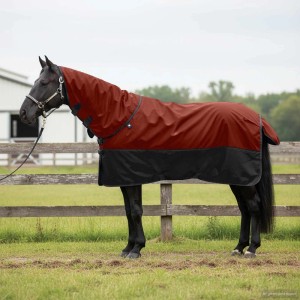 vidaXL Pferdedecke, dunkelgrün/schwarz, 155cm, Polyester. Atmungsaktiv, wasserdicht, mit Schweifklappe.