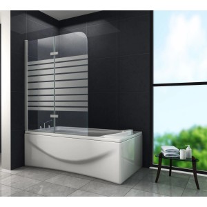 Glasdeals Badewannenaufsatz Duschtrennwand BREASE-FROST 120 x 140 cm – 3506