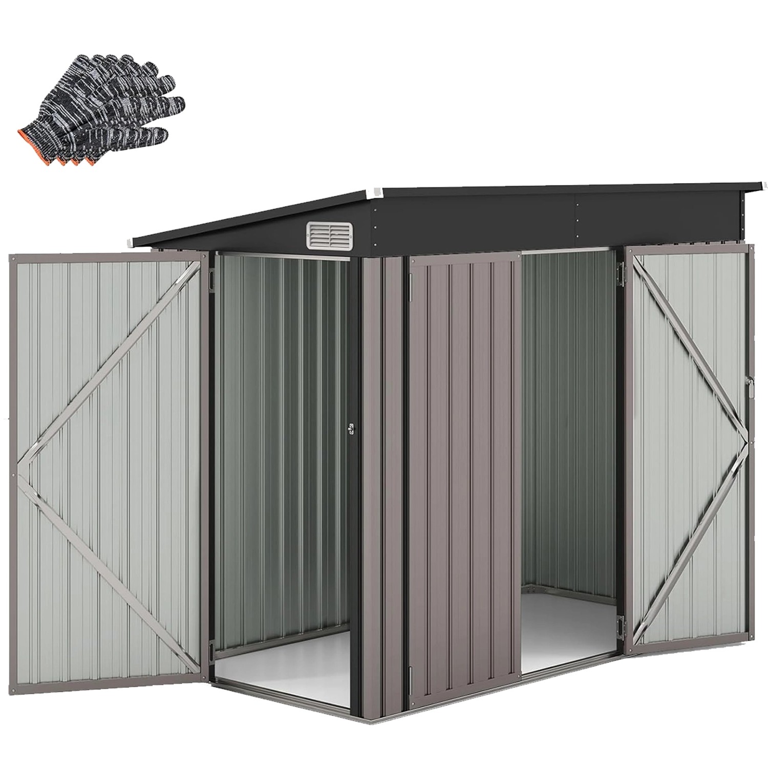 Costway Gartenhaus Metall 235 x 117 x 185 cm Hellbraun günstig online kaufen